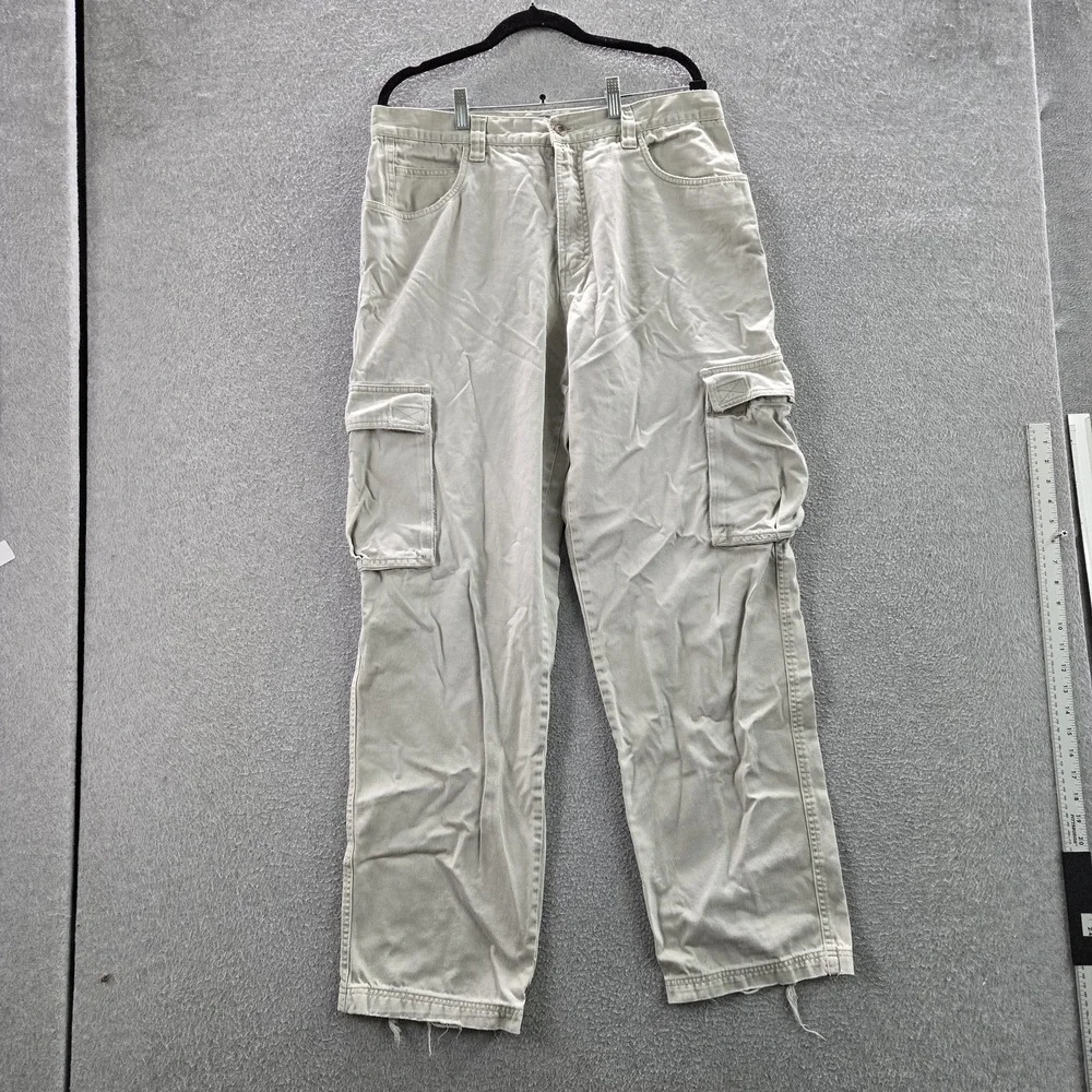VINTAGE Quiksilver Men Pants 36 Beige Cargo Twill Baggy 90s 32